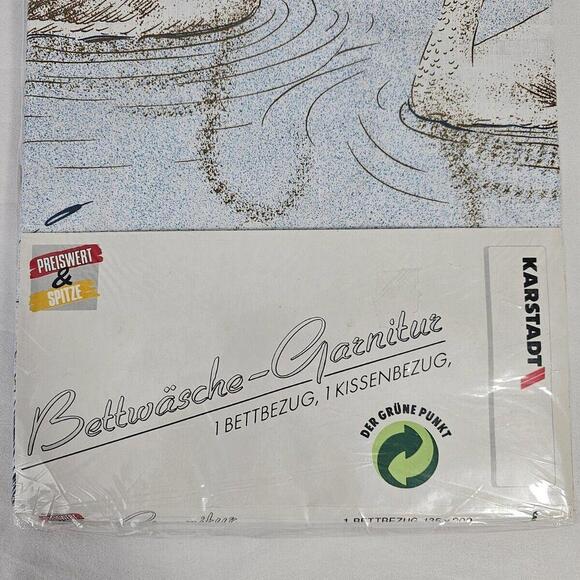 Vintage Karstadt German Bedding Linen Set 1 Duvet Cover + 1 Pillow Case NOS - Picture 3 of 10